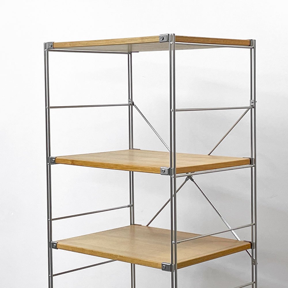 無印良品 MUJI ステンレスユニットシェルフ 6段 W58 H175.5cm スリム タモ材 オープンシェルフ 本棚 飾り棚 収納棚 定価￥41,900- ●