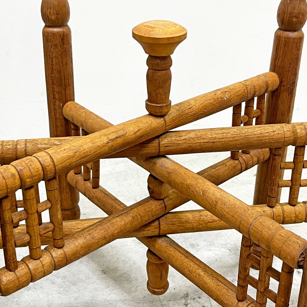 モロッコ家具 Moroccan Furniture フォールディング メタルトレイテーブル ティーテーブル センターテーブル Φ64cm 木製脚 折りたたみ式 ●