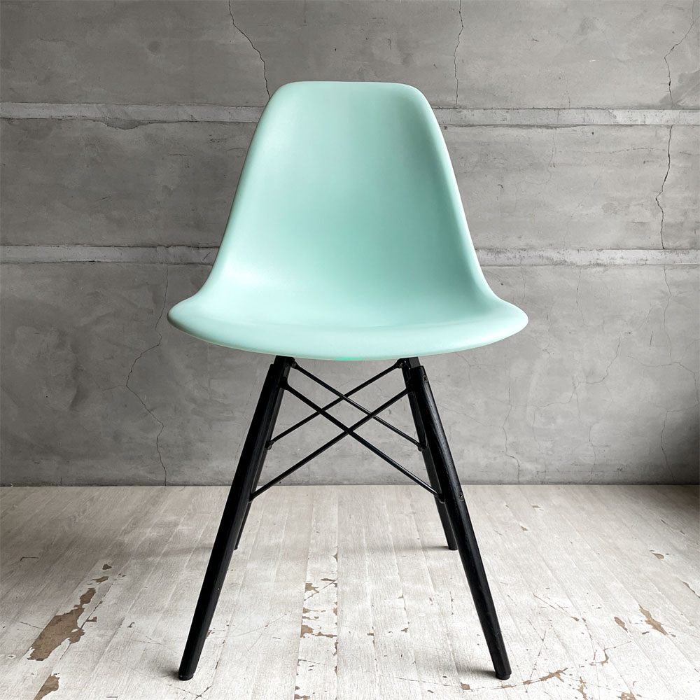 ハーマンミラー HermanMiller サイドシェルチェア ドゥエルレッグ DSW アクアスカイ × エボニー ポリプロピレン製 イームズ ミッドセンチュリー ♪