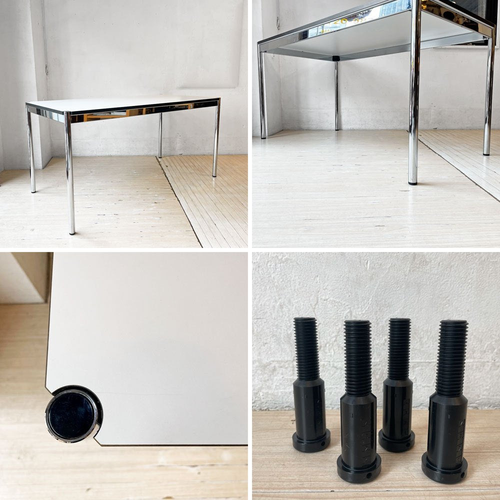 USMハラー USM Haller モジュラーファニチャー ハラーテーブル ワーキングデスク W150cm アジャスター パールグレーラミネート(ホワイト) 高さ調整機能付 スイス ★
