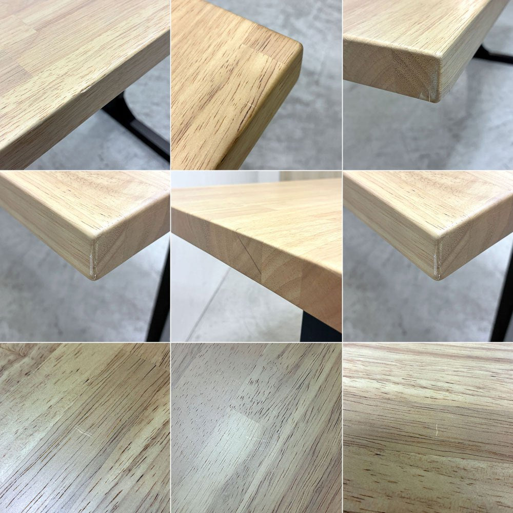 かなでもの KANADEMONO ザ・テーブル THE TABLE デスク W140xD62cm ラバーウッド Iライン脚 配線孔付き ナチュラル ブラック ●