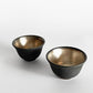 木下和美 煎茶碗  カップ 金彩 黒釉 磁器 2脚セット 6cm 現代作家 ■