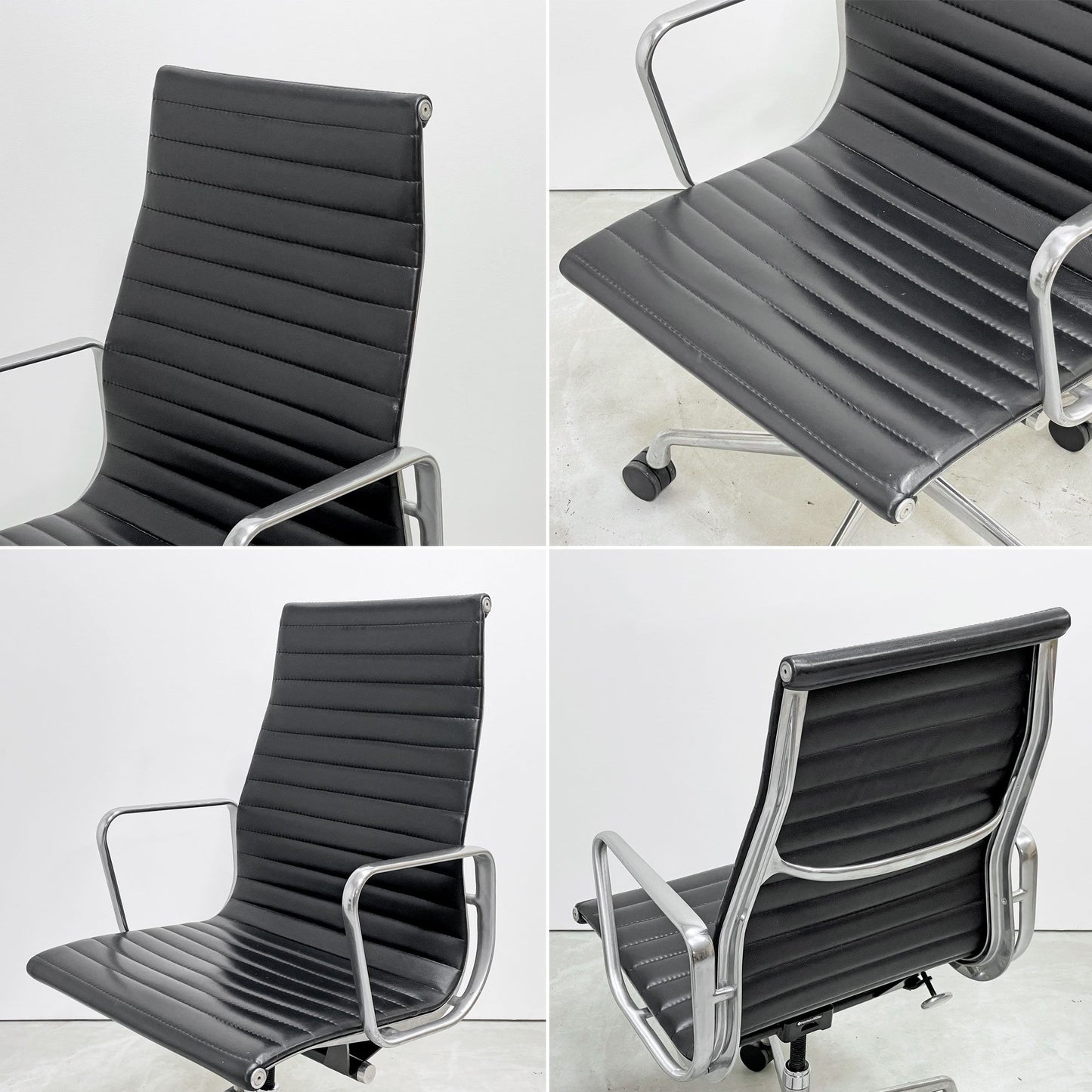 ハーマンミラー Herman Miller アルミナムグループ エグゼクティブチェア ハイバック レザーシート 本革 ブラック 5本脚 C&Rイームズ ミッドセンチュリー ●