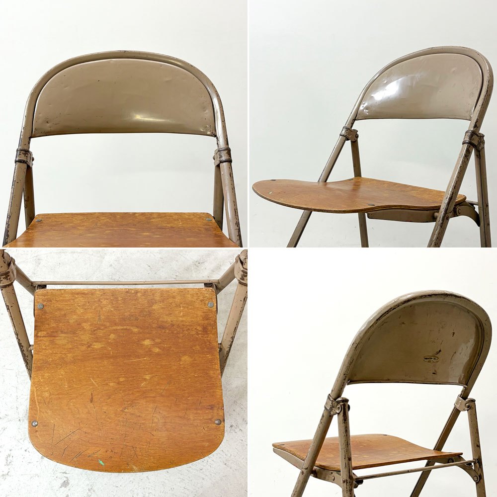 アメリカンシーティングカンパニー AMERICAN SEATING COMPANY フォールディングチェア プライウッド × スチール USビンテージ B ●