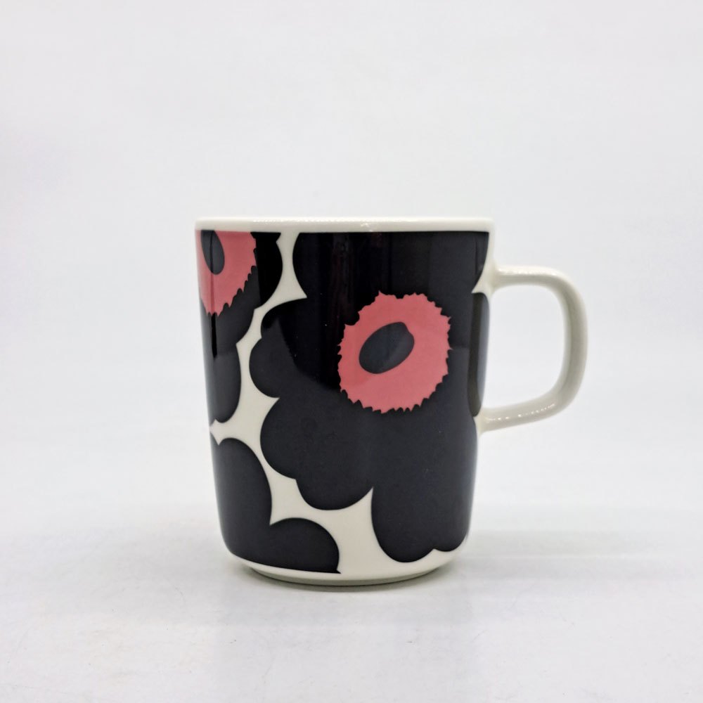 マリメッコ marimekko ウニッコ UNIKKO マグカップ コップ 250ml ブラック×ピンク マイヤ・イソラ Maija Isola 2015年 日本限定カラー 廃番 A ●