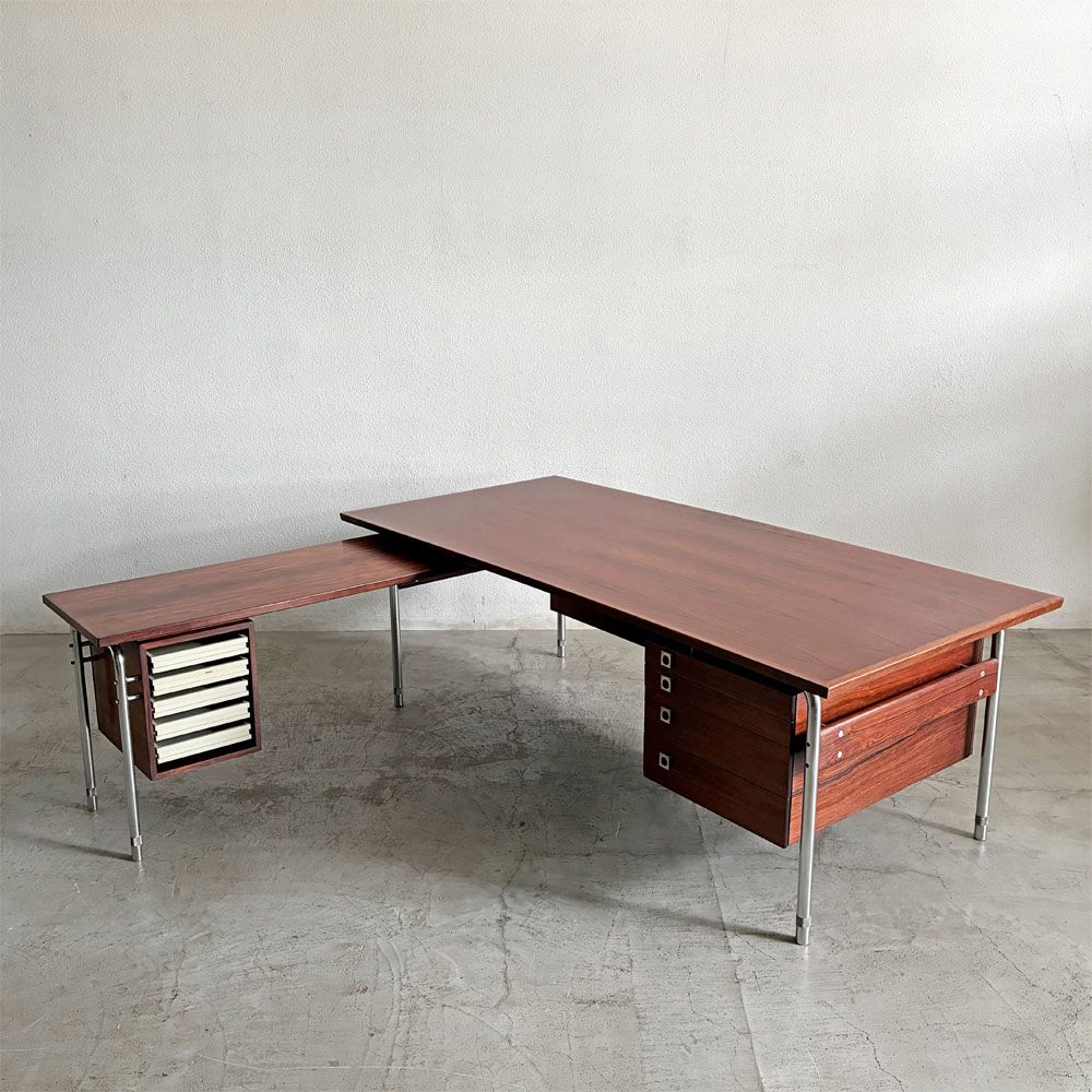 シバストファニチャー Sibast Furniture オフィスデスク No.275 ローズウッド×スチール サブデスク付 W204cm アルネ・ヴォッダー デンマーク 北欧ビンテージ 〓