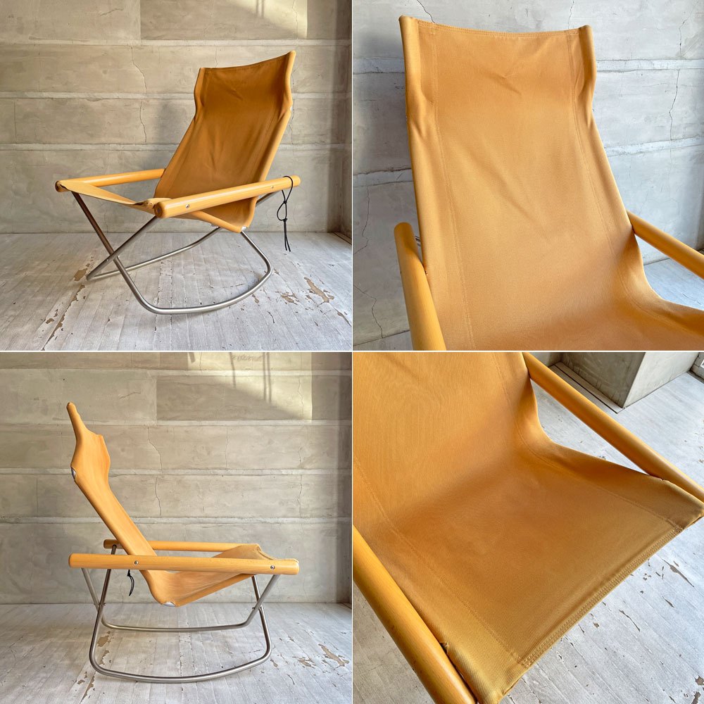 ニーチェア エックス NY chair X ロッキングチェア フォールディングチェア 折り畳みチェア キャメル ナチュラル ビーチ材 新居猛 MoMA 藤栄 定価￥62,700- ♪