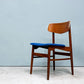 北欧ビンテージ Scandinavian vintage ダイニングチェア チーク材 ファブリック ブルー 北欧家具 ◎