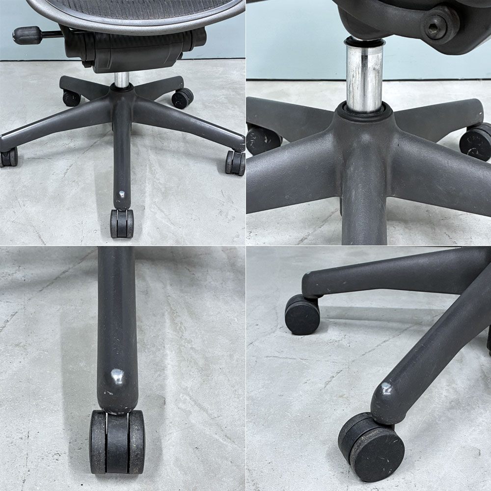 ハーマンミラー Herman Miller アーロンチェア Bサイズ フル装備 ランバーサポート グラファイトベース ビル・スタンフ＆ドン・チャドウィック 現状品 ◎