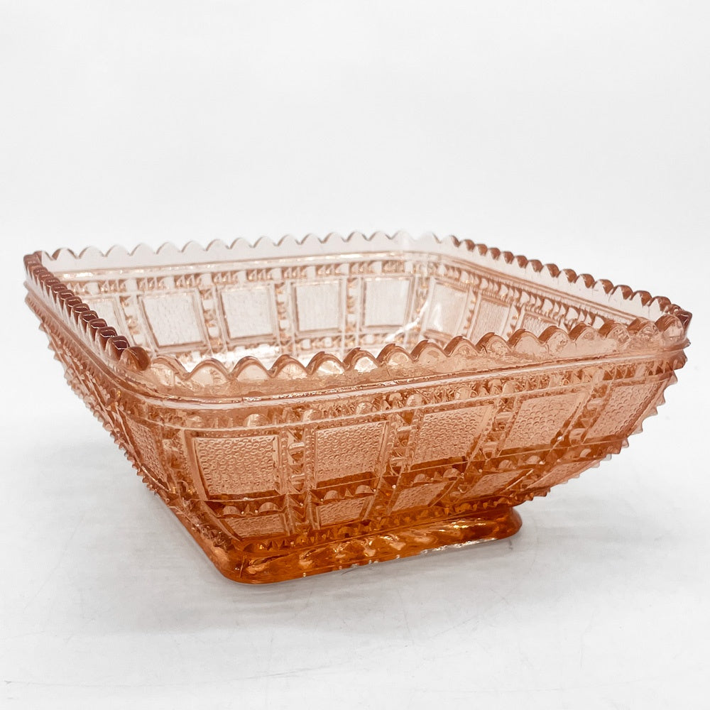 インペリアルグラス Imperial Glass ビーデッドブロック Beaded Block ボウル ピンク USビンテージ ●