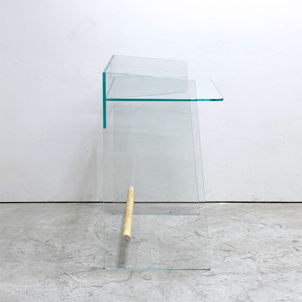 グラスイタリア GLAS ITALIA ピランデッロ Pirandello ガラス デスク W80cm ジャスパー・モリソン イタリアモダン 現状品 〓
