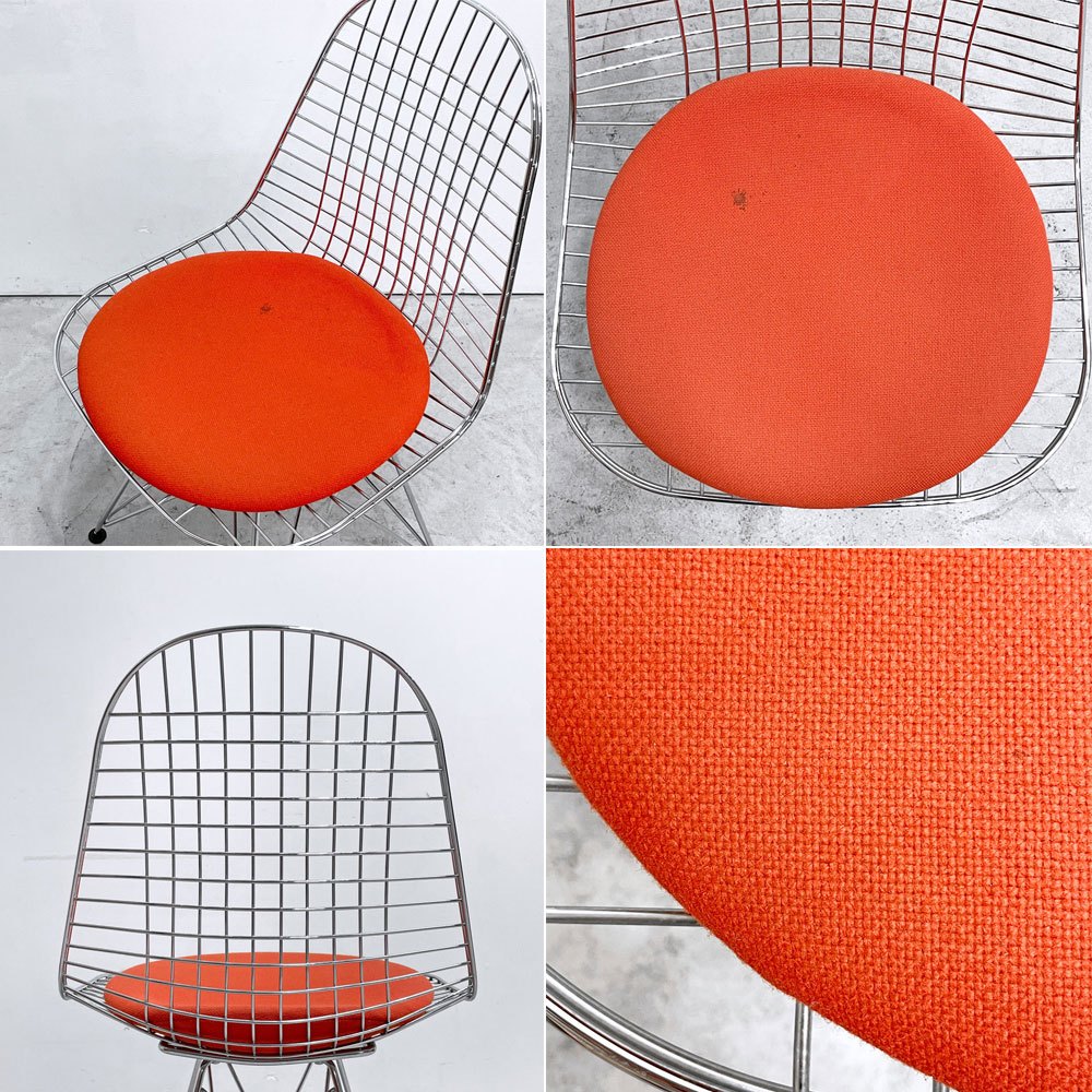 ヴィトラ vitra ワイヤーチェア Eames Wire Chair DKR5 エッフェルベース シートパッド付 レッドカラー C&R イームズ ミッドセンチュリー ●