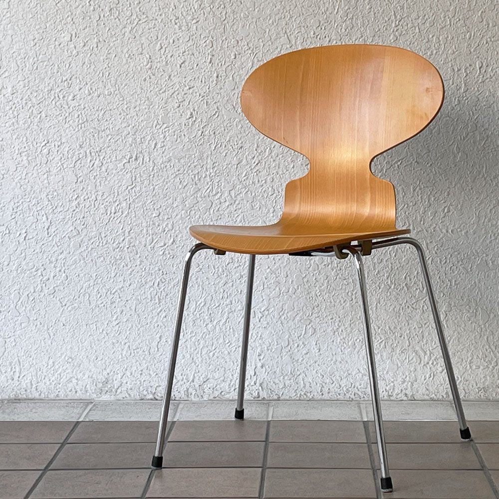 フリッツハンセン Fritz Hansen アントチェア 4本脚 ナチュラルビーチ ラッカー アルネ・ヤコブセン 北欧家具 E ◇