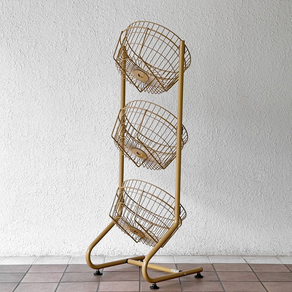 ダルトン DULTON ワイヤー ラウンド ラック WIRE ROUND RACK 収納家具 ラック ワイヤーバスケット 3段 アジャスター付き サンドベージュ 定価¥27,500- ◇