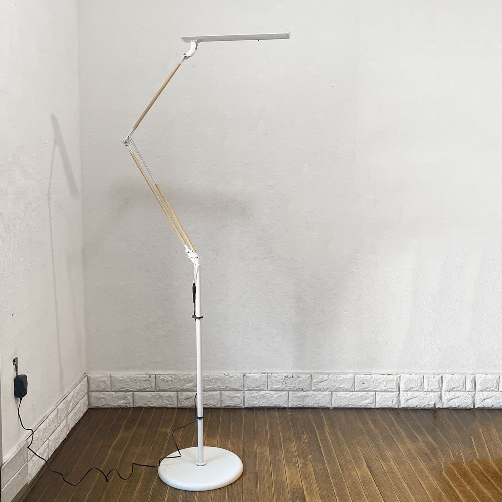 スワン電気 LED エグザーム フロアライト 木目調 ナチュラル LEX-958NA+FB-991 WH 未使用保管品 ◎