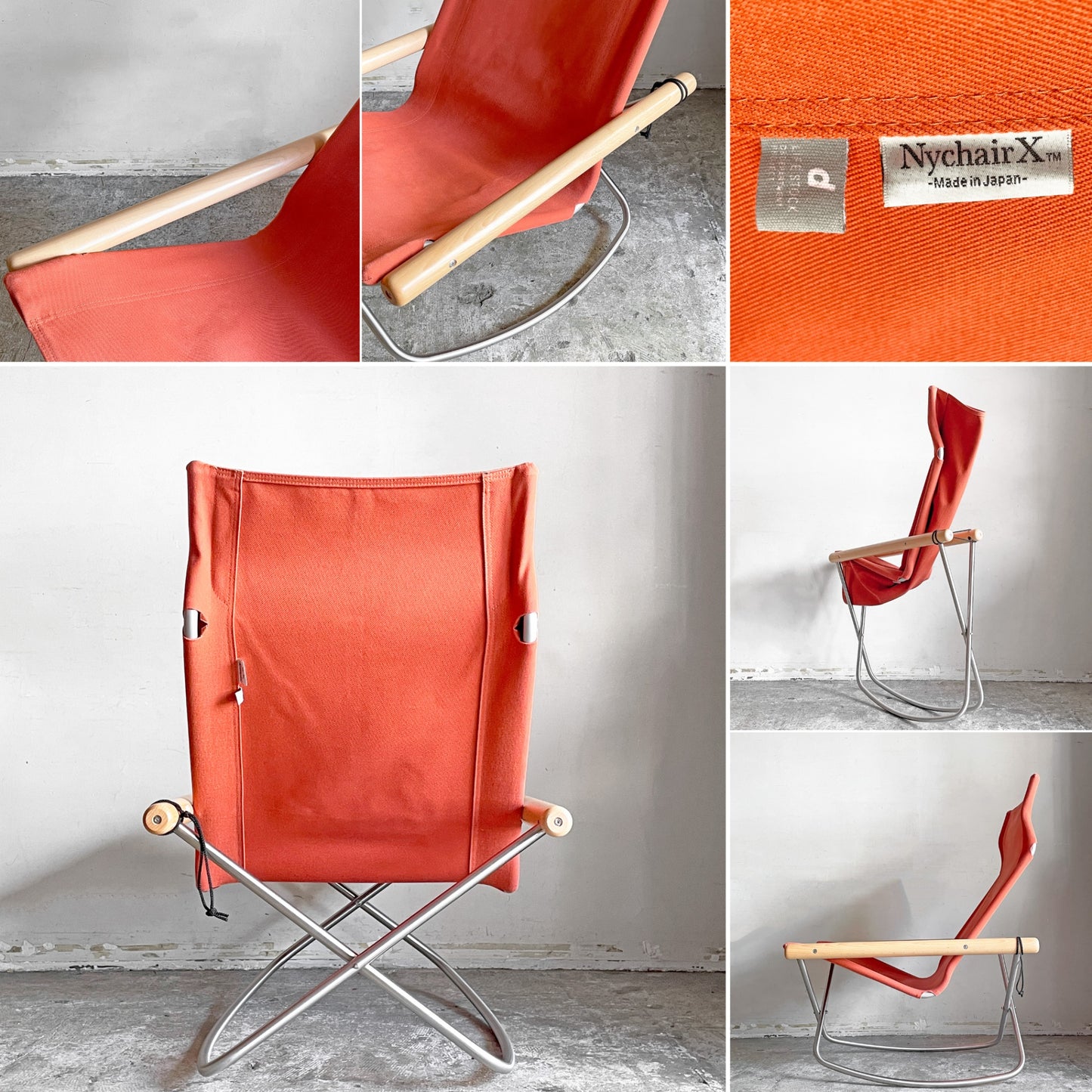 ニーチェアX  NY chair X フォールディングチェア ロッキング 折り畳み ナチュラル×レンガ MoMA 藤栄 新居 猛 ■