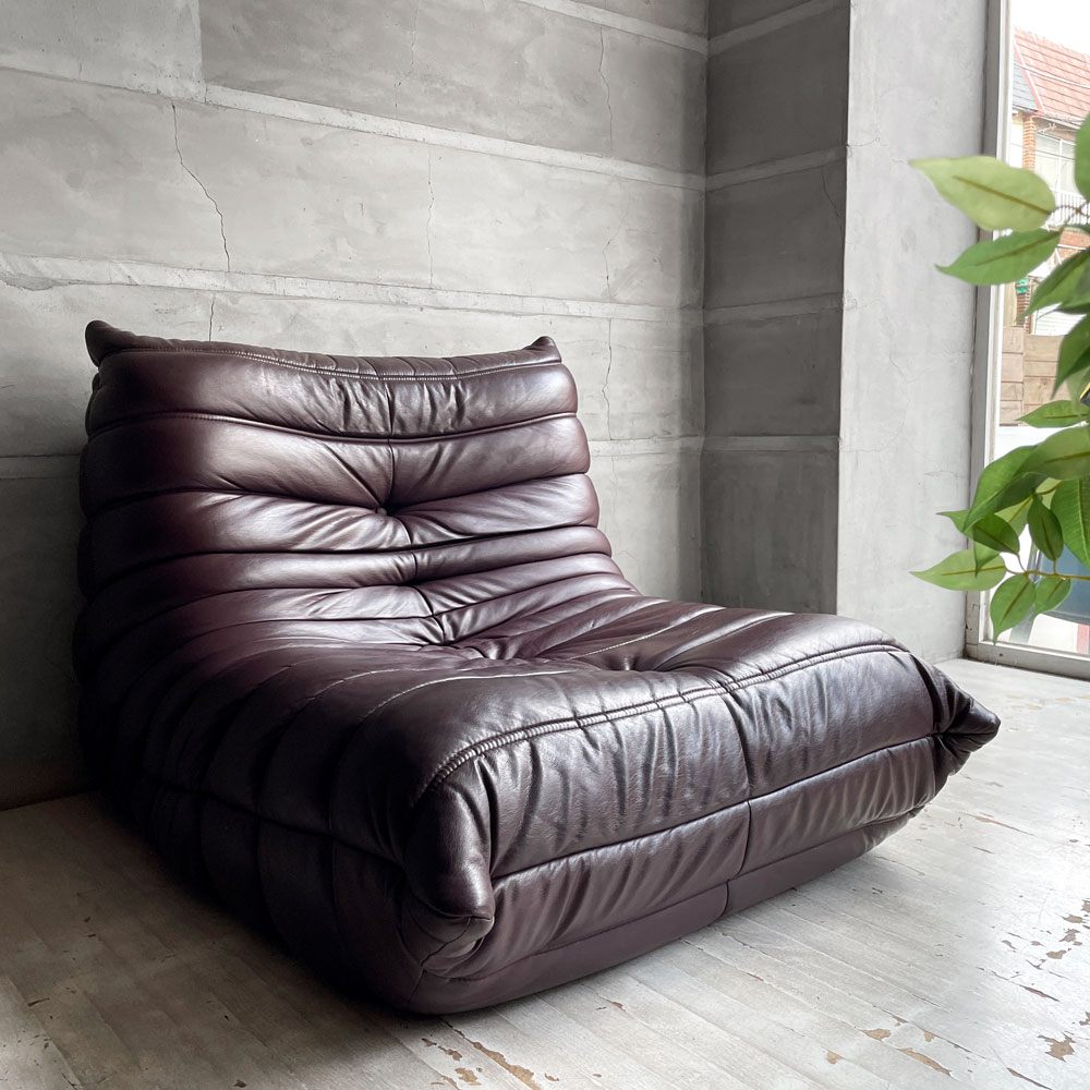 リーンロゼ ligne roset トーゴ TOGO 1シーターソファ 1Pソファ 合成皮革 ミッシェル・デュカロワ Michel Ducaroy ♪