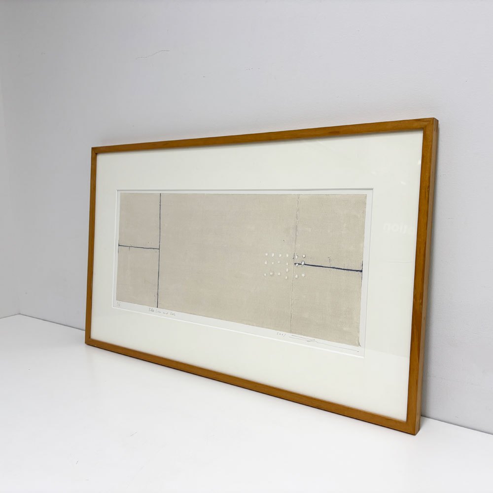 黒木周 shu kuroki クロスグラフ Blue Line and Dot 2001年 スクリーンサイズ 62×27cm 3/12 布版リトグラフ 額装品 版画 現代作家 ●