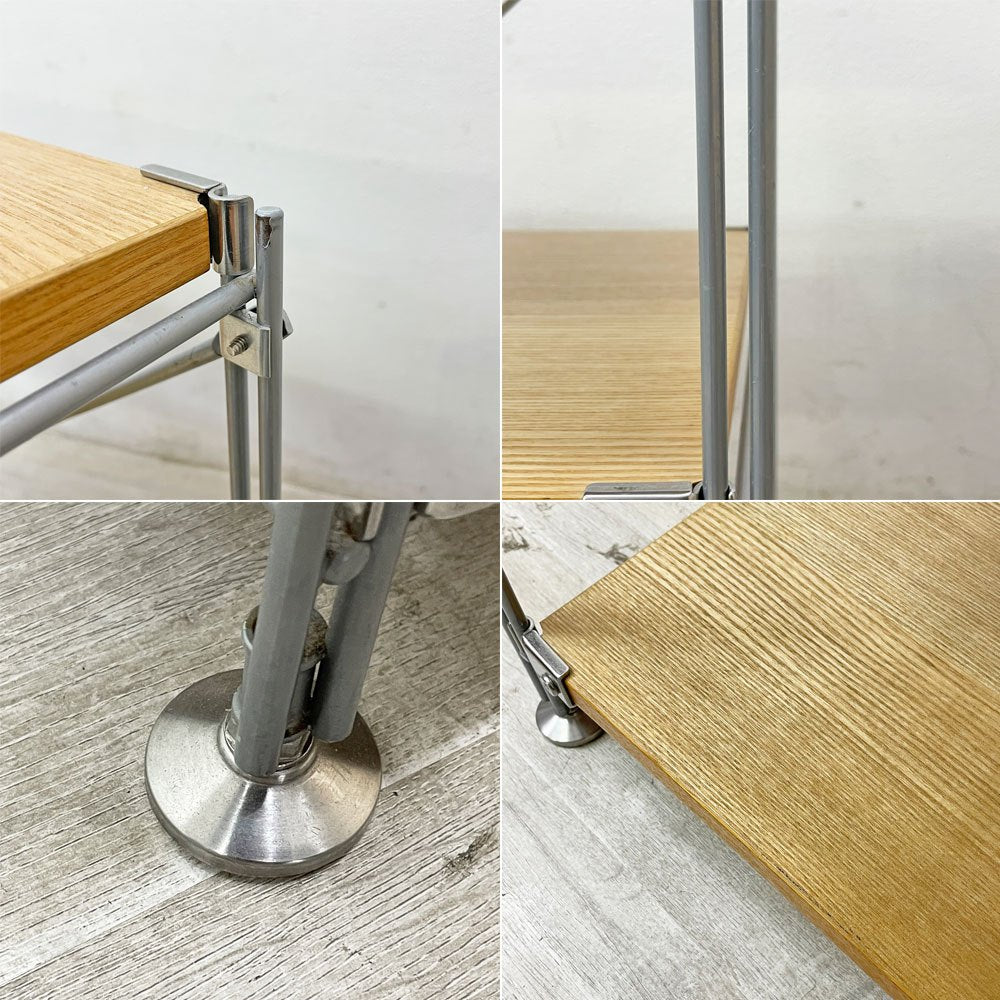無印良品 MUJI スチールユニットシェルフ タモ材 小 3段 棚板3枚 W86cm ナチュラル シンプルデザイン ●