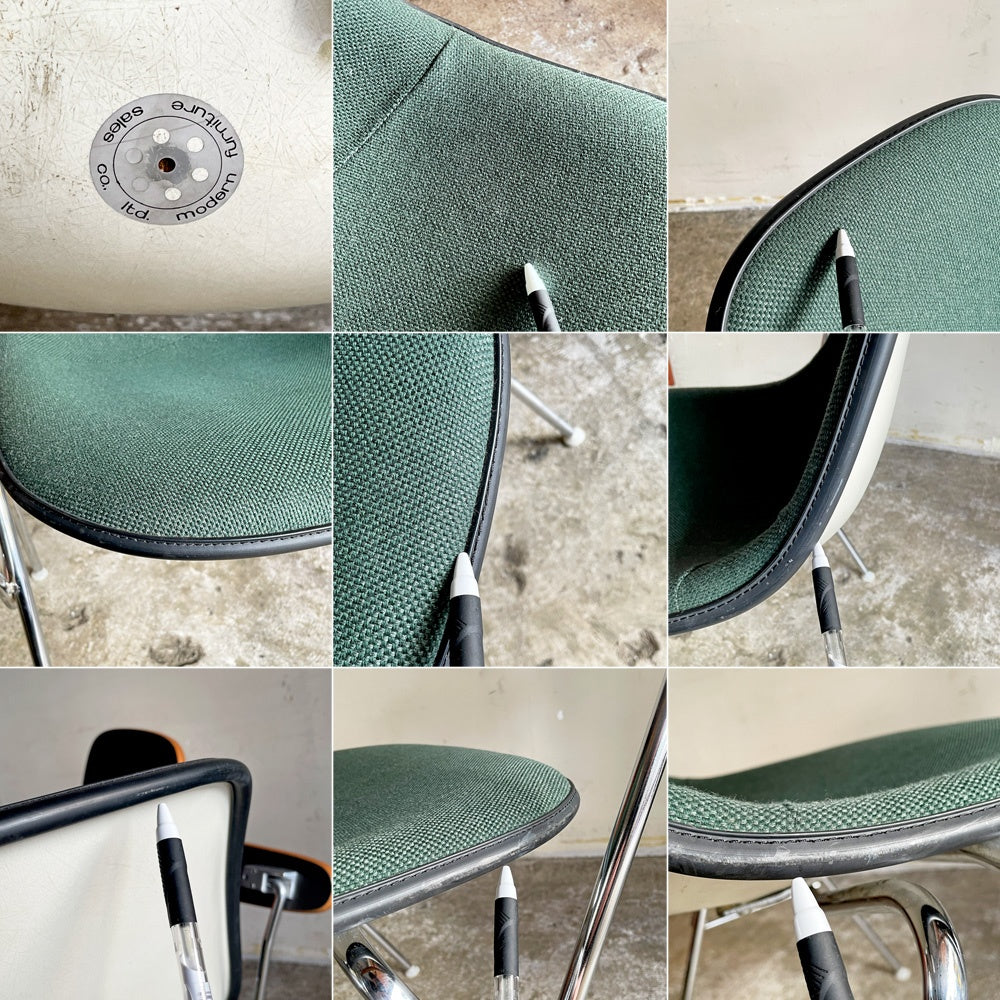 ハーマンミラー Herman Miller サイドシェルチェア セカンド 2nd ビンテージ アプホルスター スクールベース 肘掛けテーブル付 イームズ ミッドセンチュリー B ■