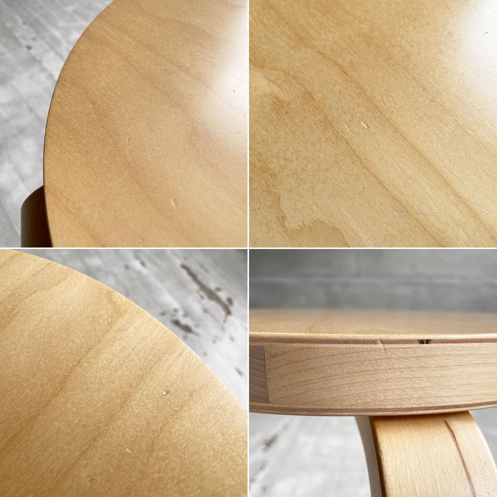 アルテック Artek スツール 60 stool 60 ウスタヴァ Ystava 3本脚 バーチ材 ラッカー塗装 FIN/JPNフレンドシップコレクション 外交関係樹立100周年記念モデル 脚カット品 アルヴァ・アアルト 廃番希少 A ♪