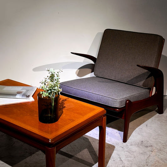 ギムソン＆スレーター Gimson & Slater ローバックラウンジチェア チーク材 Rolf Rastad & Adolf Relling  クッション交換品 イギリスビンテージ 北欧スタイル ●