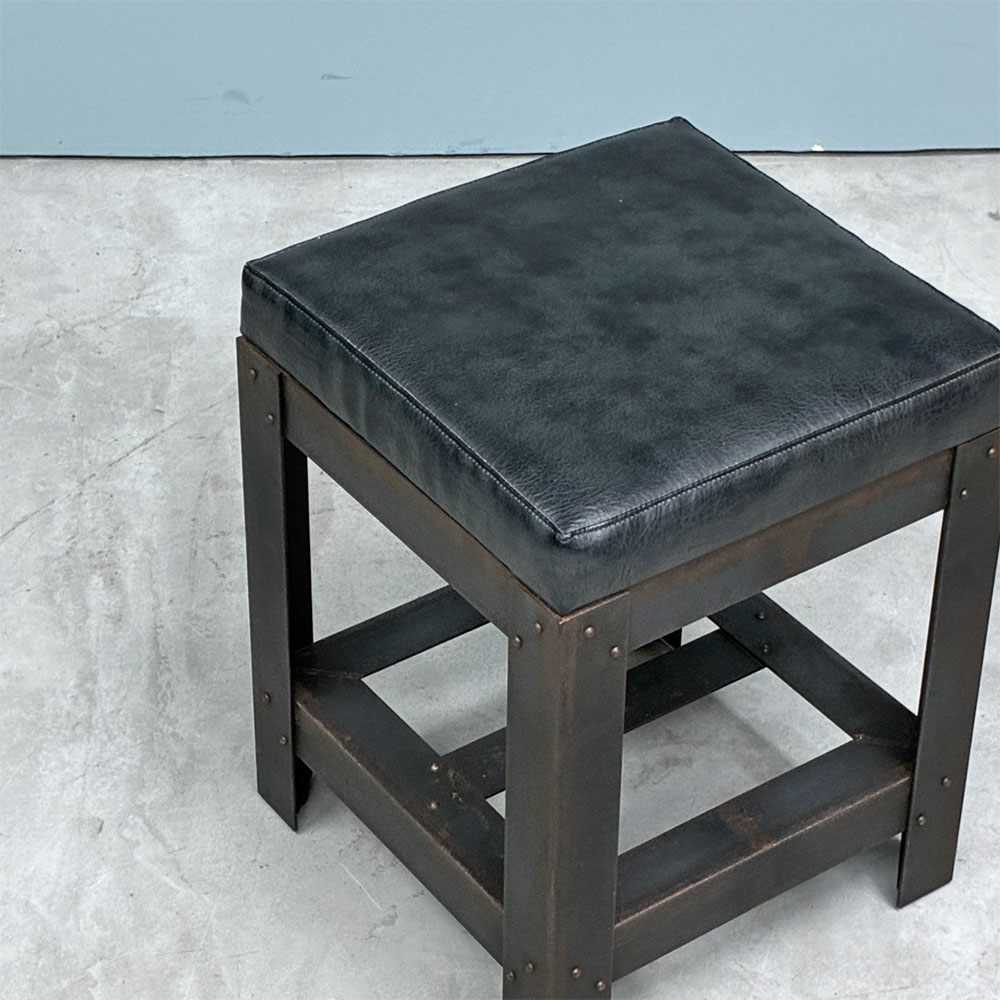 イデー IDEE アイアン スツール  IRON STOOL レザー 焼鋼 店舗什器 インダストリアルデザイン 特注品 A ◎