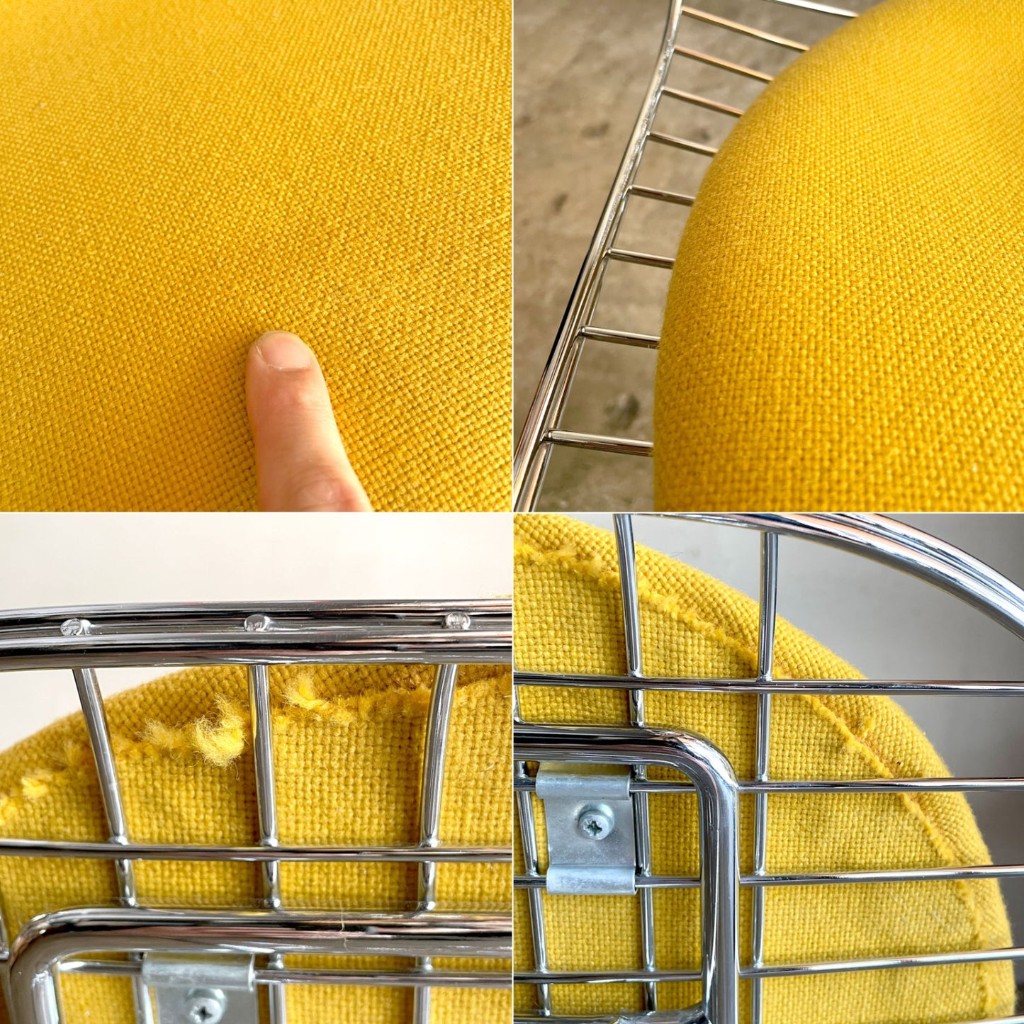 ヴィトラ Vitra DKR ワイヤーチェア Eames Wire Chair エッフェルベース シートパッド付 イエロー C&R イームズ ミッドセンチュリー ■