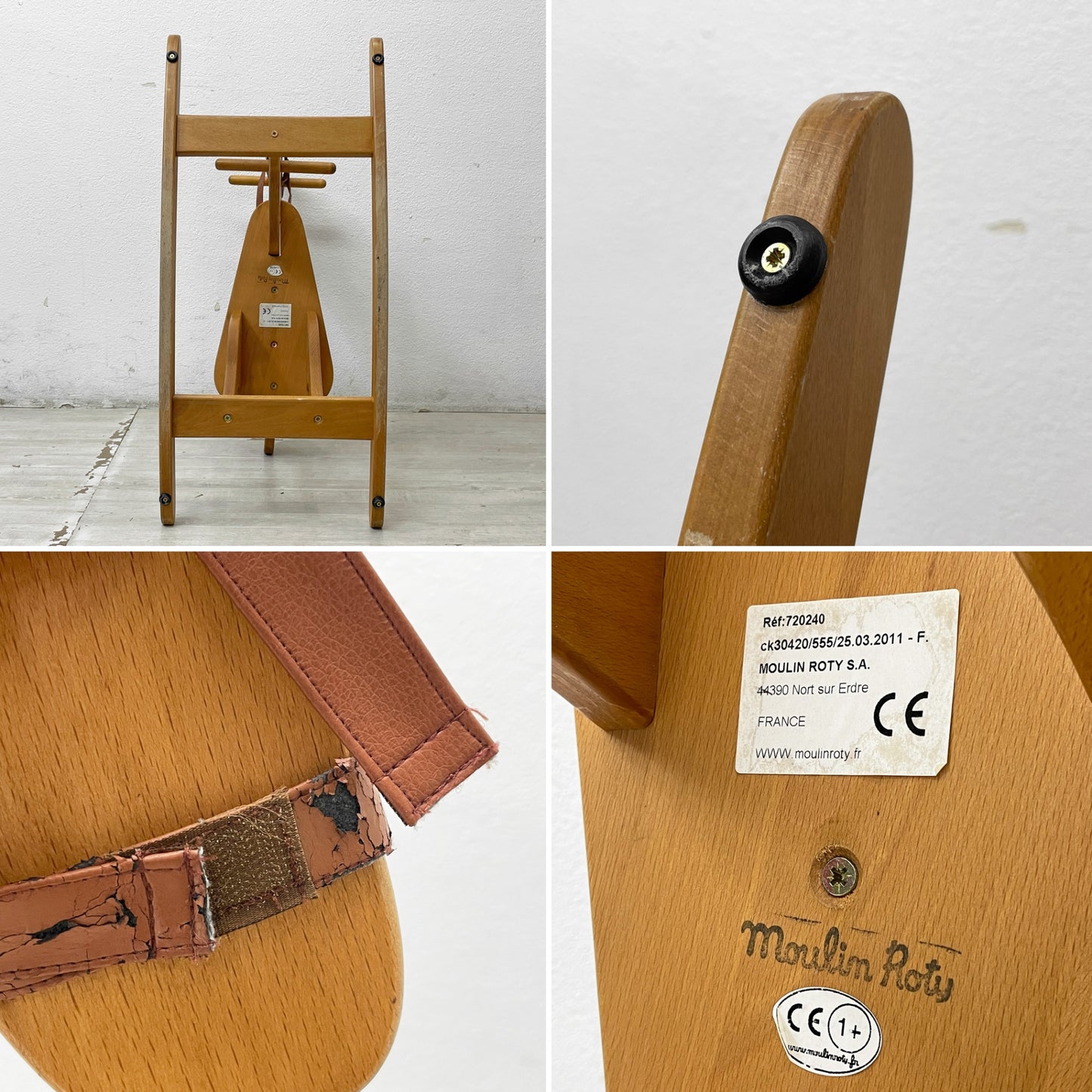 ムーラン・ロティ Moulin Roty ロッキングホース 木馬 クッション座面 面繋 乗用玩具 フランス ●