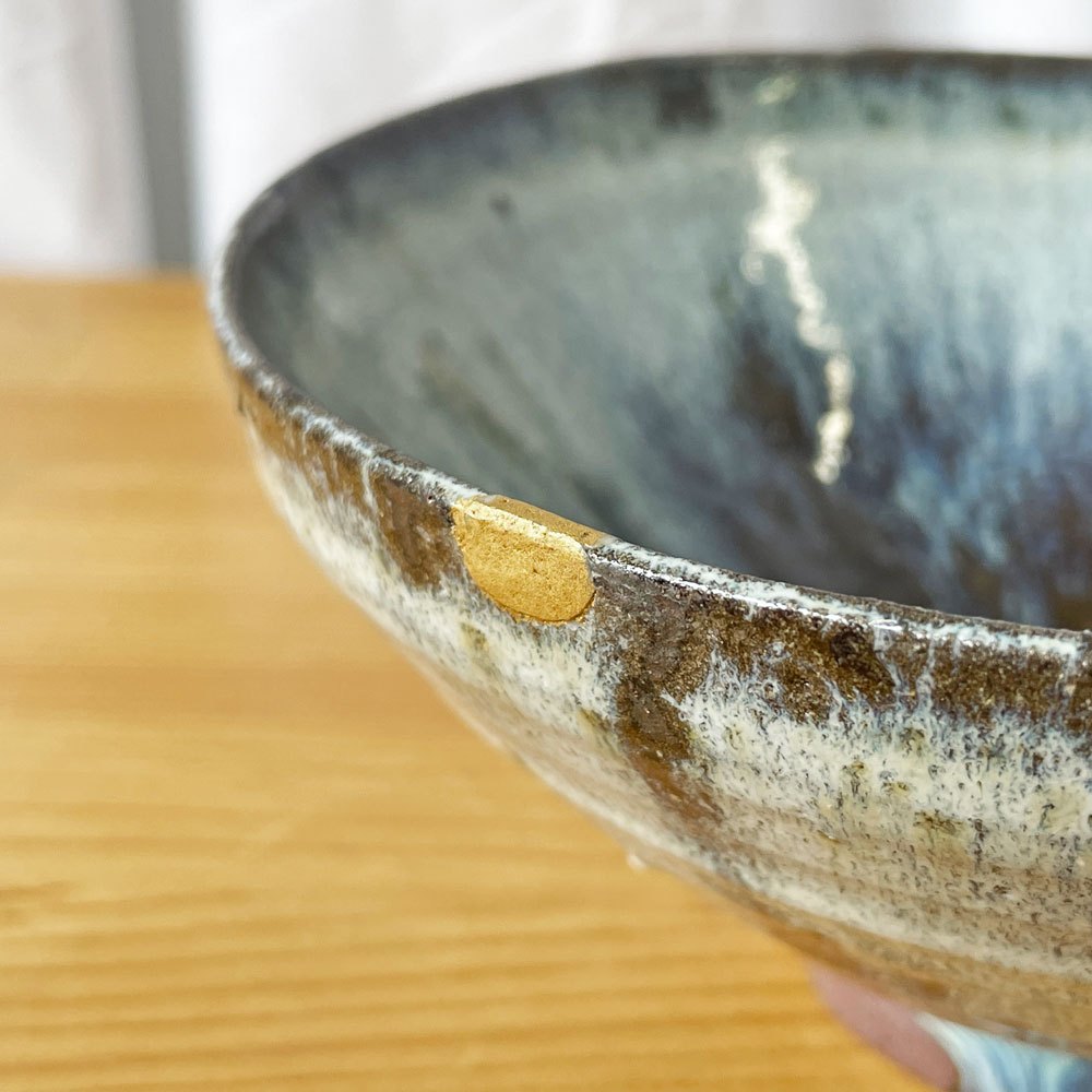 深澤和弘 朝鮮唐津 茶碗 金継ぎ Φ14.5㎝ 現代作家 ◇