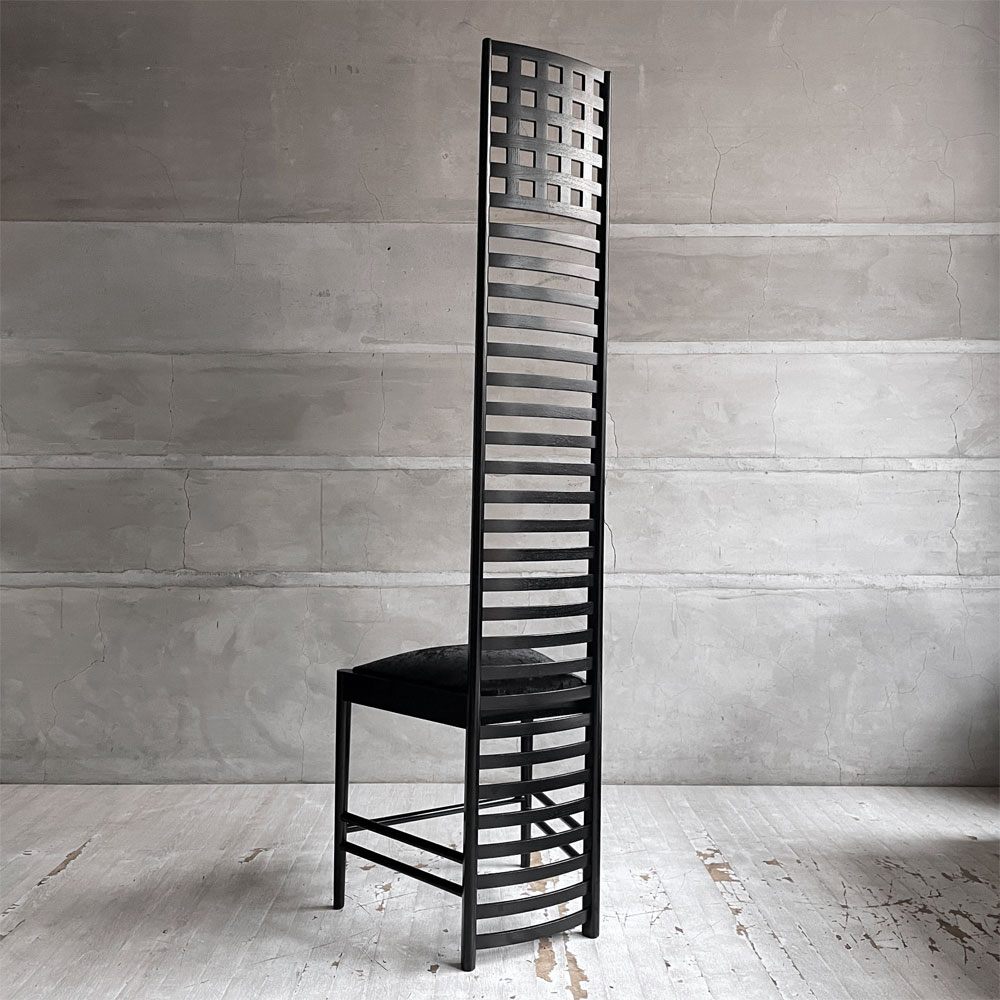 カッシーナ Cassina ヒルハウス 292 Hill House 1 ラダーバックチェア シルクベルベット ブラック チャールズ・レニー・マッキントッシュ 参考定価￥759,000- ♪