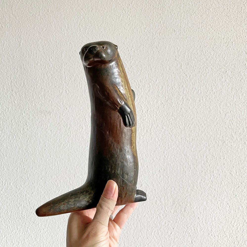 グスタフスベリ Gustavsberg 絶滅寸前の動物 WWF Utrotningshotade Djur カワウソ Utter 陶製フィギュリン 1980年 2500個限定 リサ・ラーソン スウェーデン 北欧ビンテージ 補修あり 〓