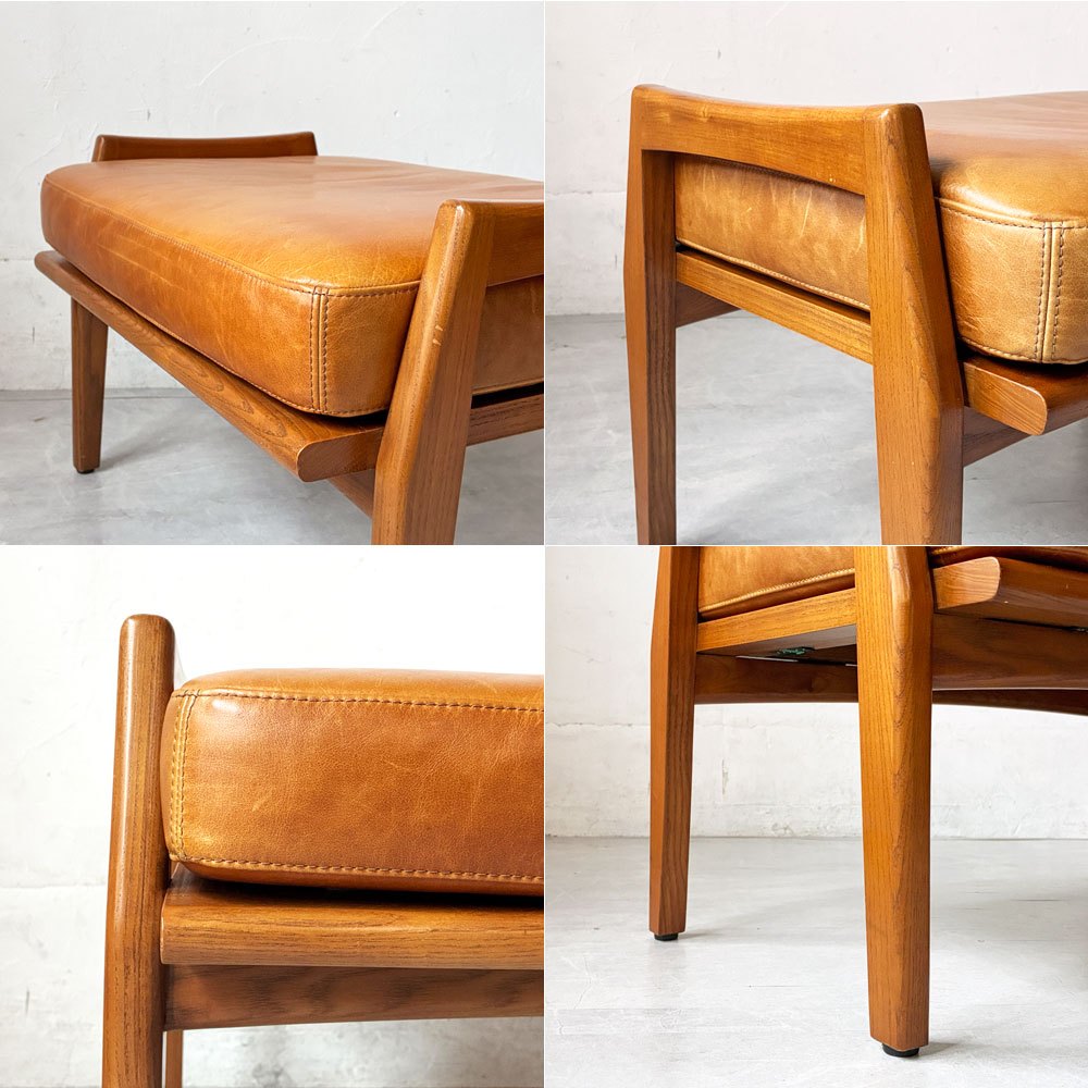 アクメファニチャー ACME Furniture デルマー オットマン DELMAR OTTOMAN フットスツール 本革 カウハイドレザー アッシュ材 廃盤 ★