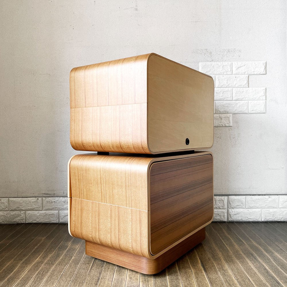 モダニカ MODERNICA セルシステム Cell System チーク材 2段 オープン＋2ドロワーユニット W60cm キャスターベース 廃番仕様 ◎