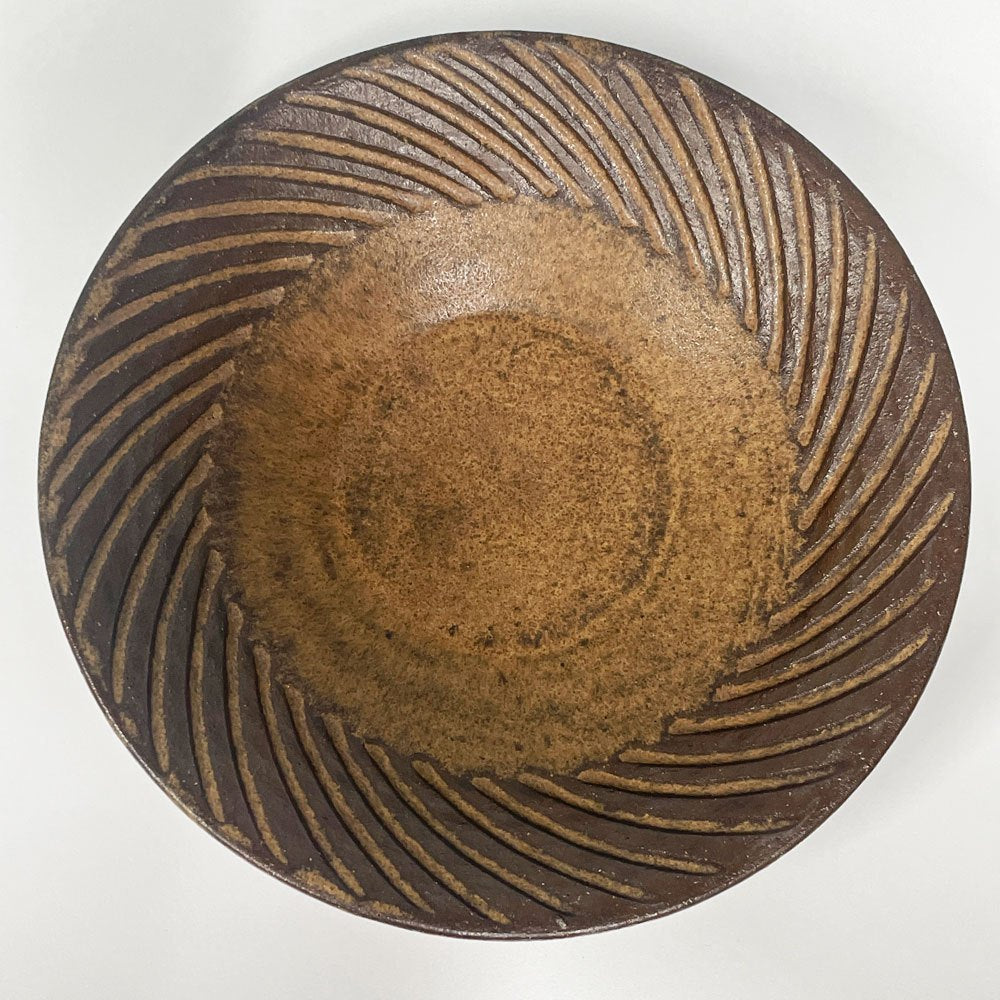 小澤基晴 ぐるぐる 8寸鉢 23.5cm 現代作家 陶器 盛鉢 鎬鉢 土器 陶器 和食器 ◎