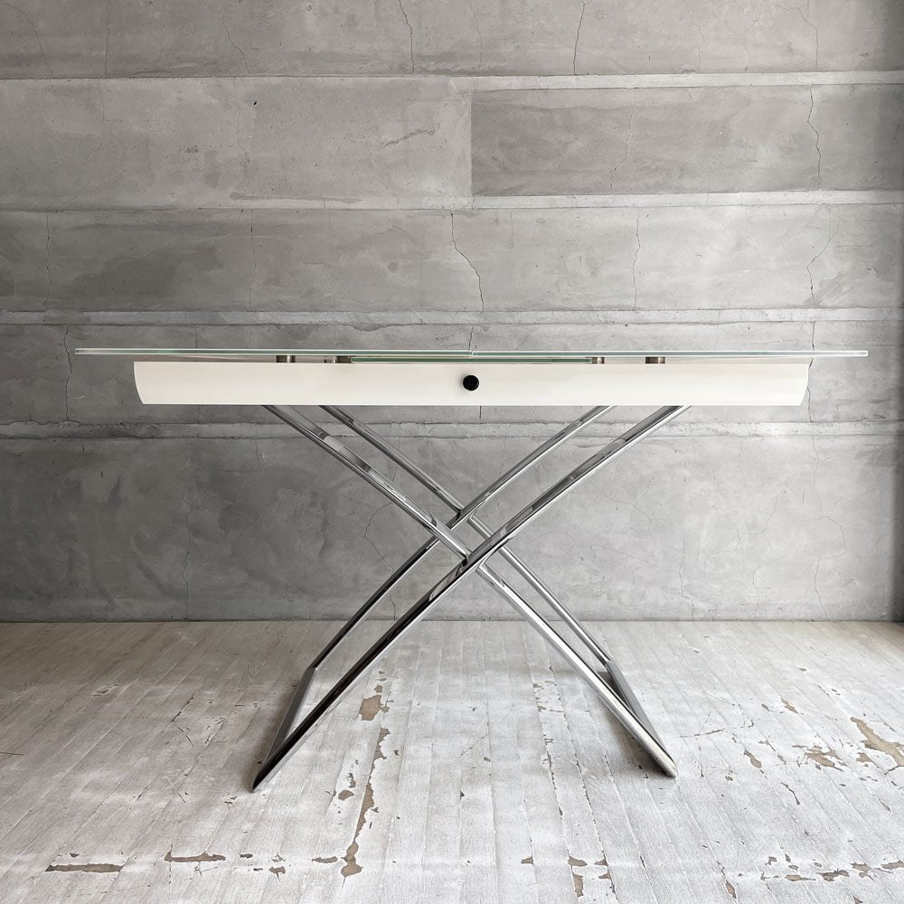 カリガリス Calligaris マジックジェイ Magic-J リフティングテーブル 伸長＆昇降式 ダイニングテーブル コーヒーテーブル ガラストップ エクストラホワイト イタリアモダン 説明書付 ♪
