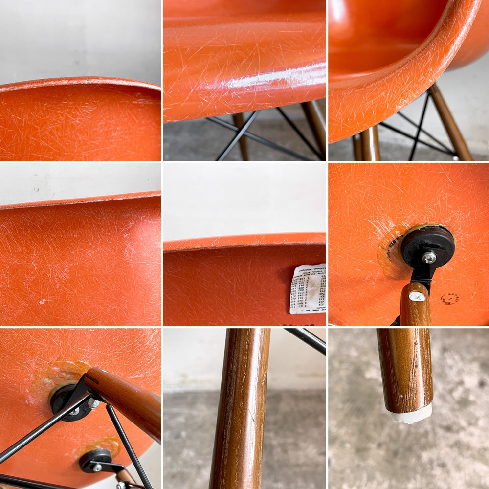 ハーマンミラー Herman Miller アームシェルチェア セカンド 2nd FRP レッドオレンジ ドゥエルレッグ  C&Rイームズ ミッドセンチュリー ■