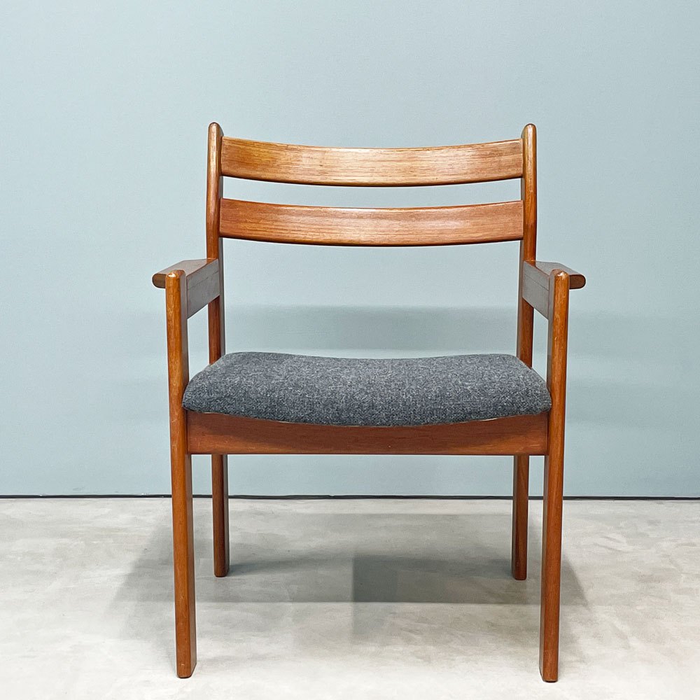 辻木工 TSUJI MOKKO チーク材 ダイニング アームチェア ファブリック張替済み ビンテージ vintage 北欧スタイル A ◎