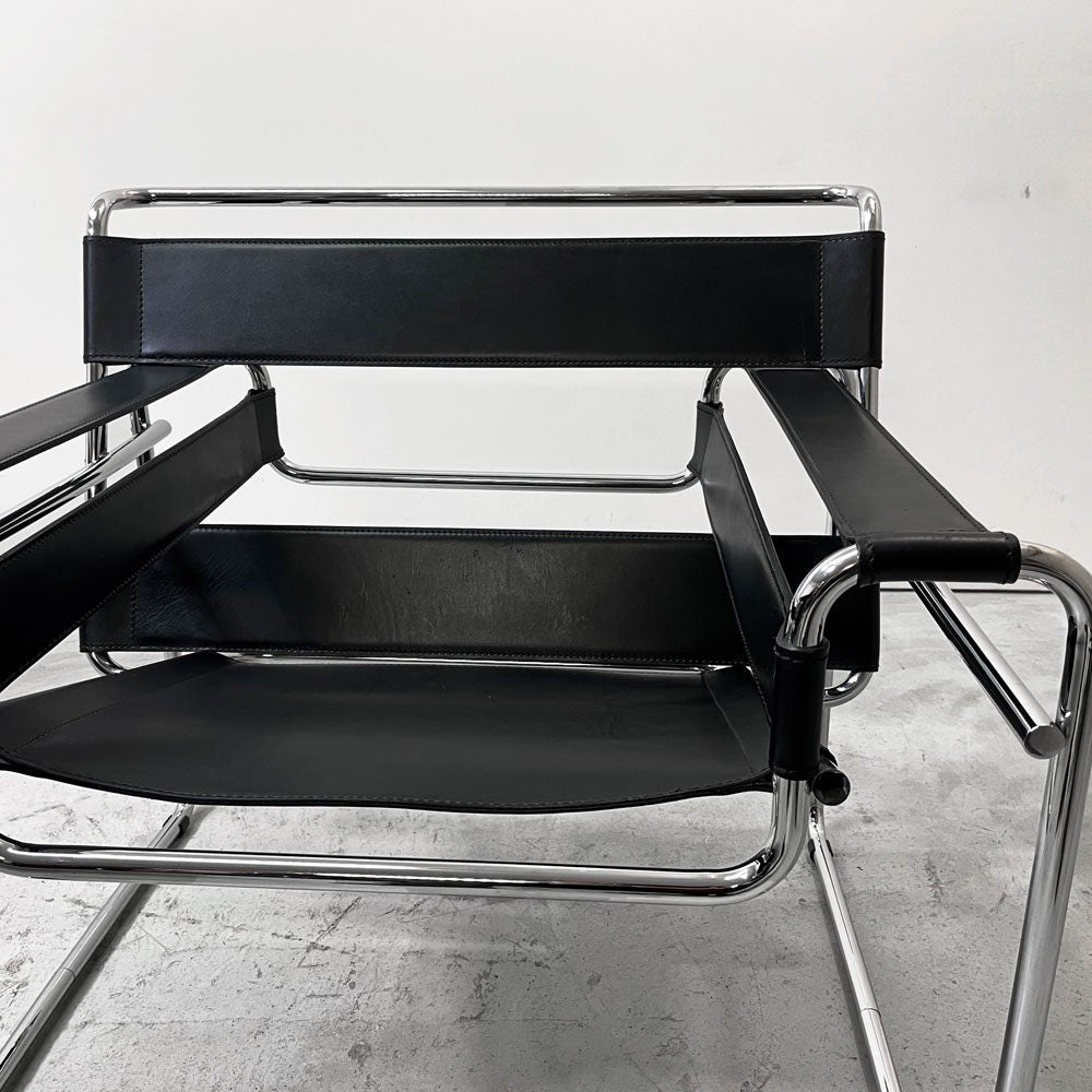ワシリーチェア Wassily Chair ブラック 本革 マルセルブロイヤー バウハウス 名作家具 モダニズムデザイン リプロダクト品 ●
