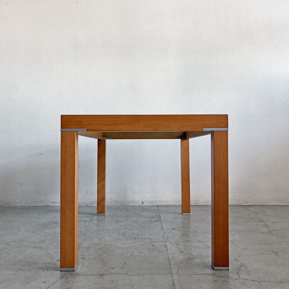 カリガリス Calligaris ダイニングテーブル フロストガラス × ビーチ材 W135cm イタリアンモダン 〓