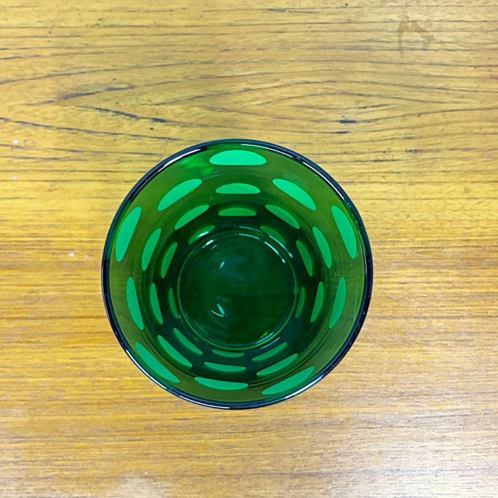 アンカーホッキング ANCHOR HOCKING ポルカドット フォレストグリーン タンブラー ロング 水玉柄 USビンテージ ◎