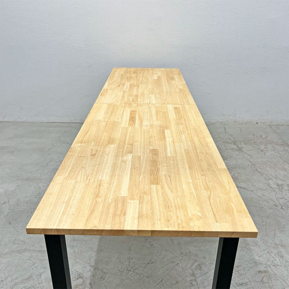 かなでもの KANADEMONO ザ・テーブル THE TABLE デスク ラバーウッド無垢材 W250xD70cm スチール スクエアバーレッグ ブラック 〓