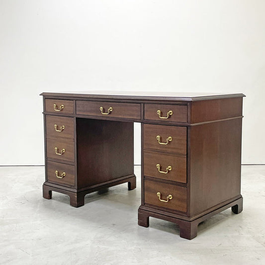 ドレクセルヘリテイジ DREXEL HERITAGE 両袖 デスク 抽斗7杯 マホガニー USビンテージ アメリカ家具 ●
