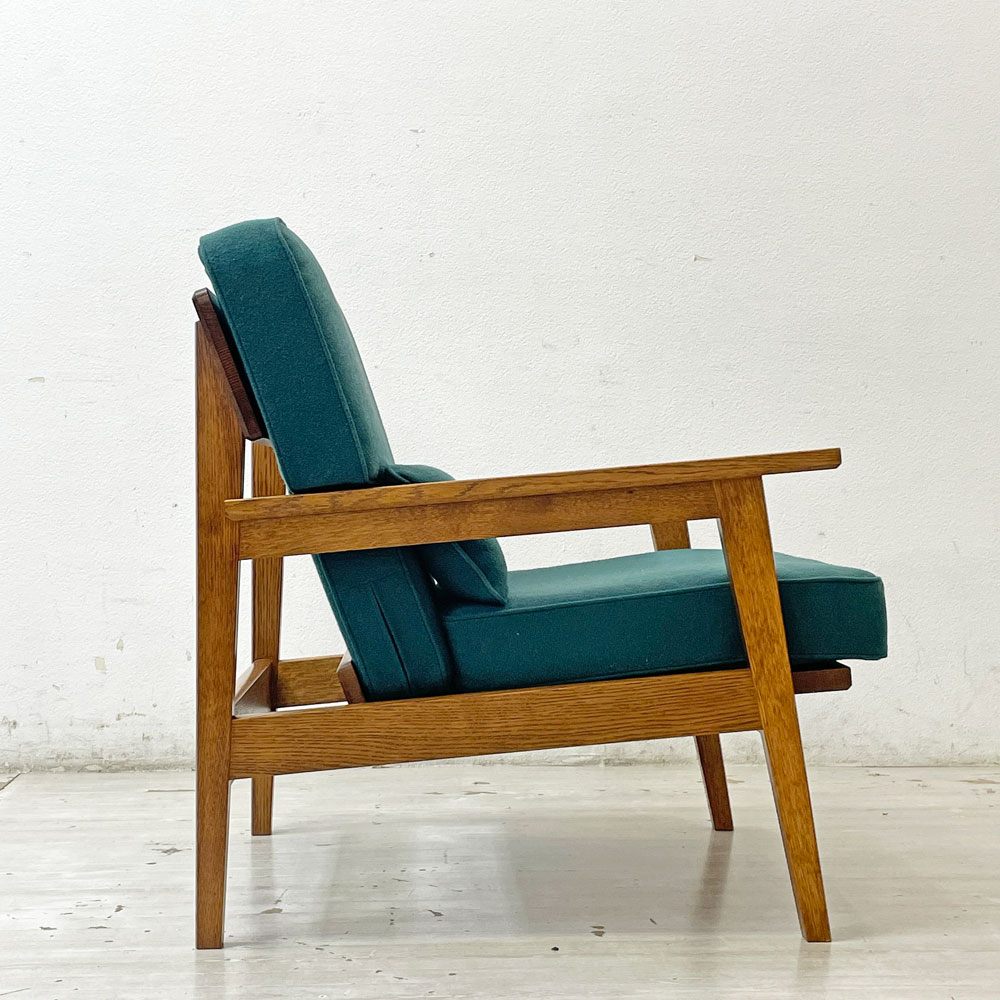 スタンダードトレード STANDARD TRADE Wood Frame Sofa SFA-03C-1p 一人掛けソファ ブルーグリーン ファブリック オーク無垢材 定価：¥240,000- ●