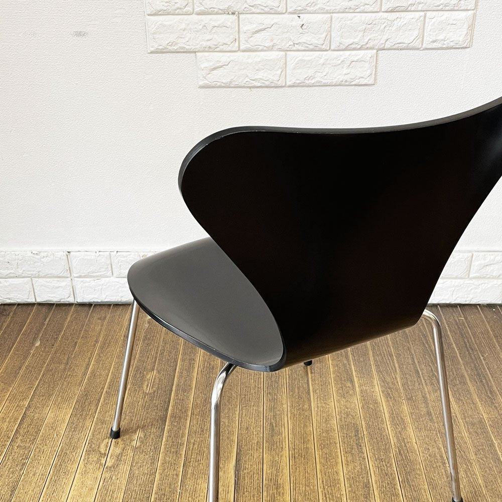 フリッツハンセン Fritz Hansen セブンチェア ダイニングチェア ブラック ラッカー再塗装 アルネ・ヤコブセン デンマーク スタッキングチェア 北欧家具 現状品 ◎