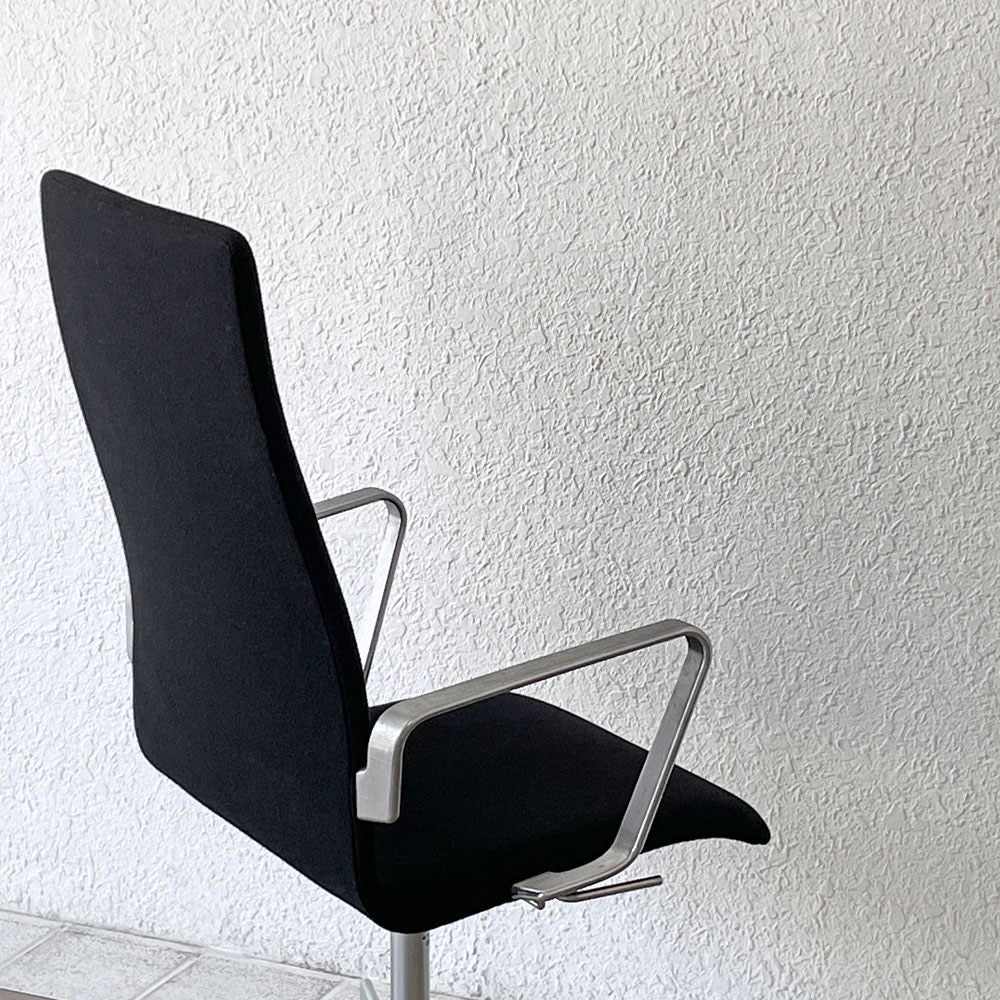 フリッツハンセン Fritz Hansen オックスフォード OXFORD チェア アームチェア ハイバック キャスター 昇降機能 ブラック アルネ・ヤコブセン 2008年製 ◇