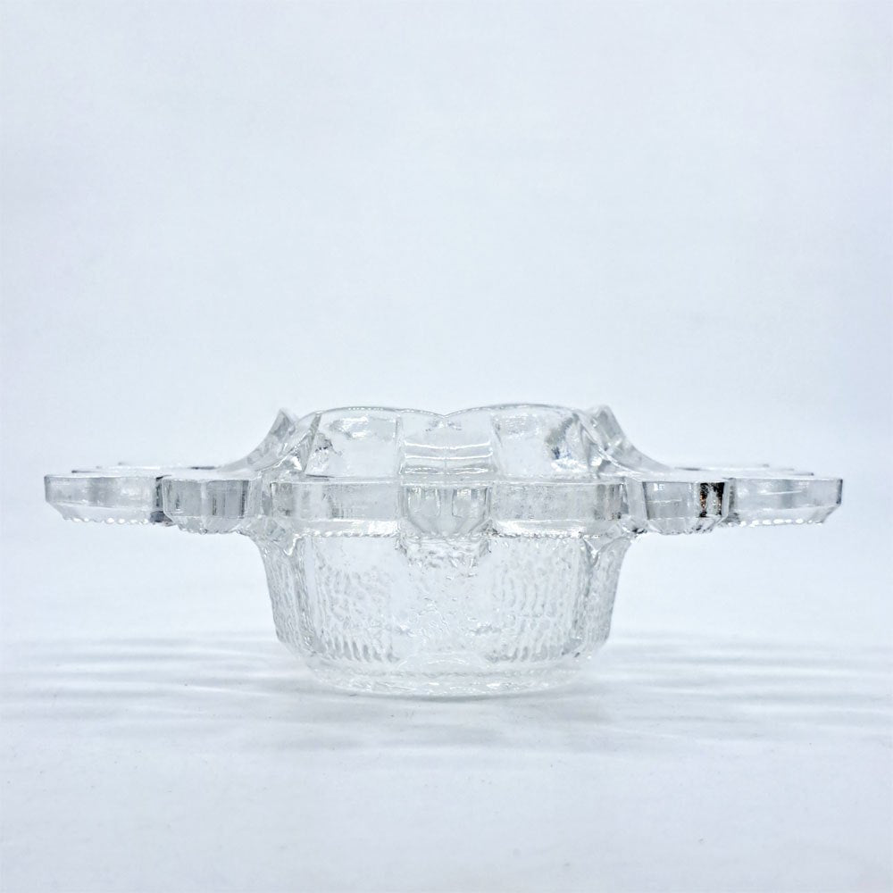 イッタラ iittala スノークリスタル キャンドルホルダー オブジェ 小物入れ W14.5cm ヴァルト・コッコ 1980s フィンランド 北欧ビンテージ ●