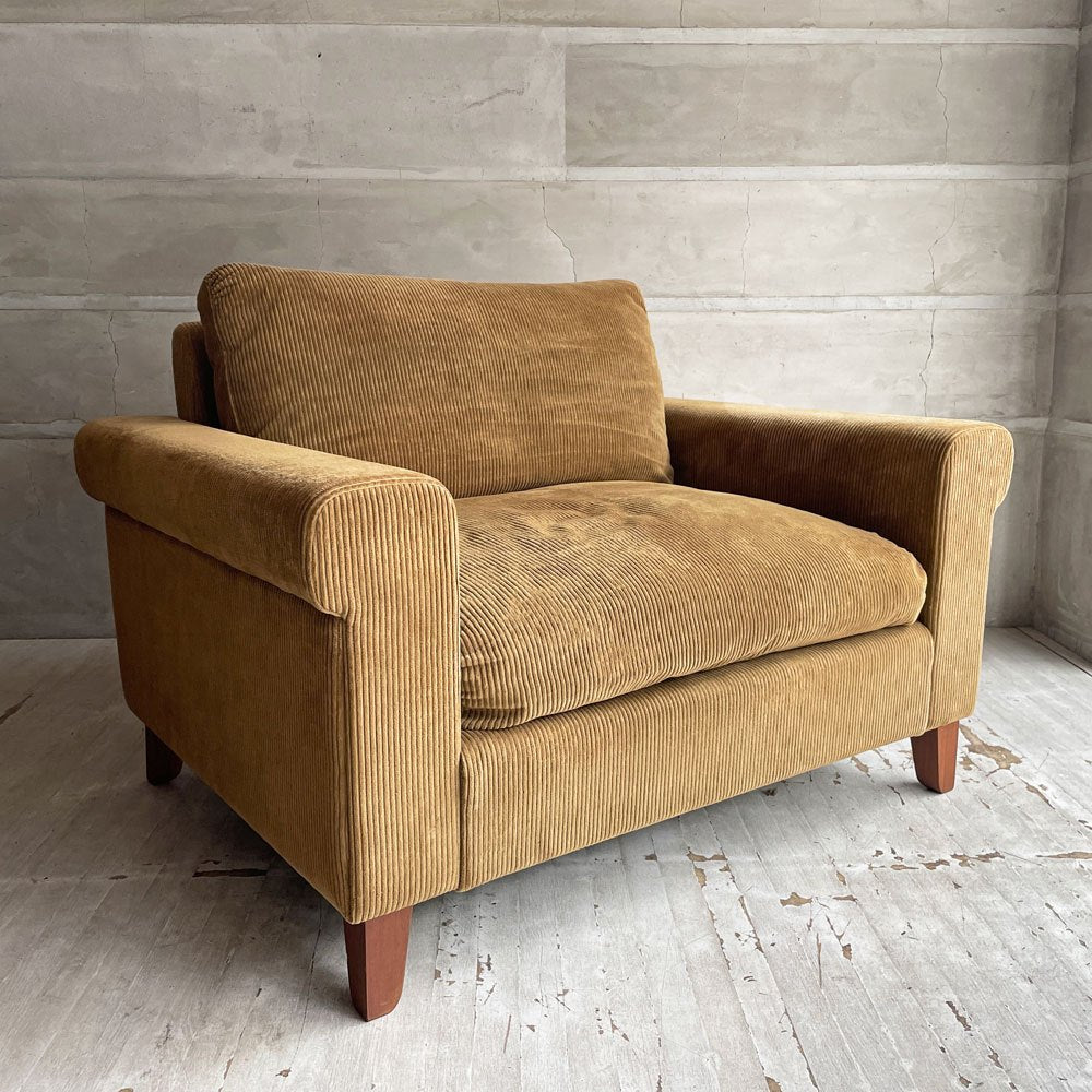 トラックファニチャー TRUCK FURNITURE FKソファ FK SOFA 1.5シーター F-21 グリーンコーデュロイ ウォールナット無垢材 定価￥352,000- ♪