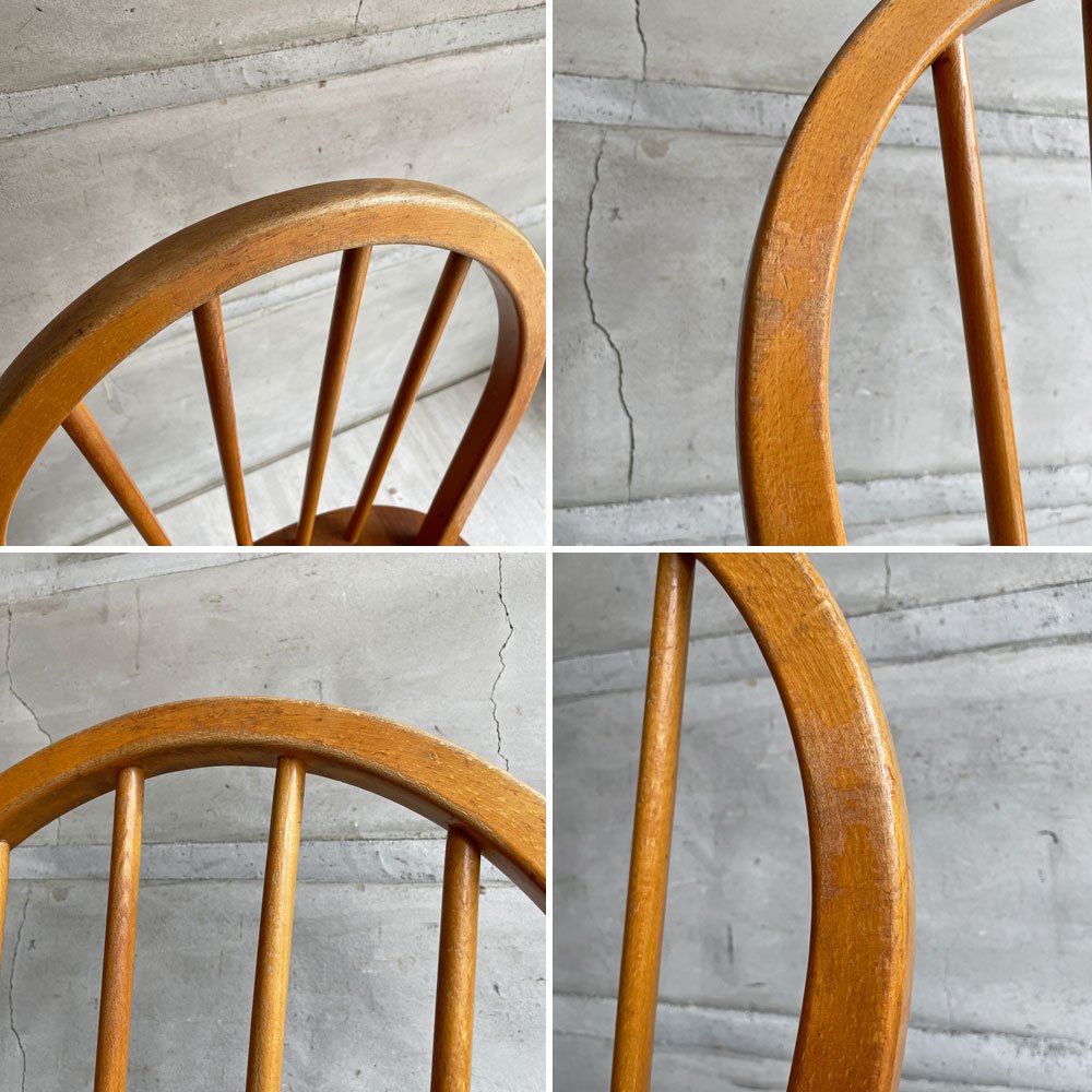 アーコール Ercol フープバックチェア ダイニングチェア スポークバック エルム材×ビーチ材 UKビンテージ 英国家具 ♪