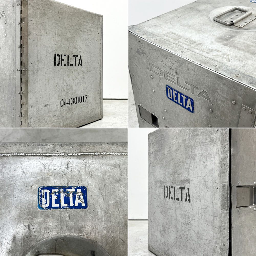DELTA航空 ビンテージ ギャレーコンテナ ボックス Galley Box アルミ製 1ドア 6段 棚板付き 1960～70`s US Vintage B ●